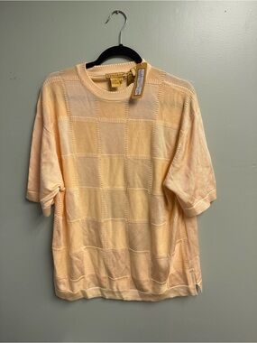 Scully & Co. Peach Short-Sleeve Checker Knit Tee